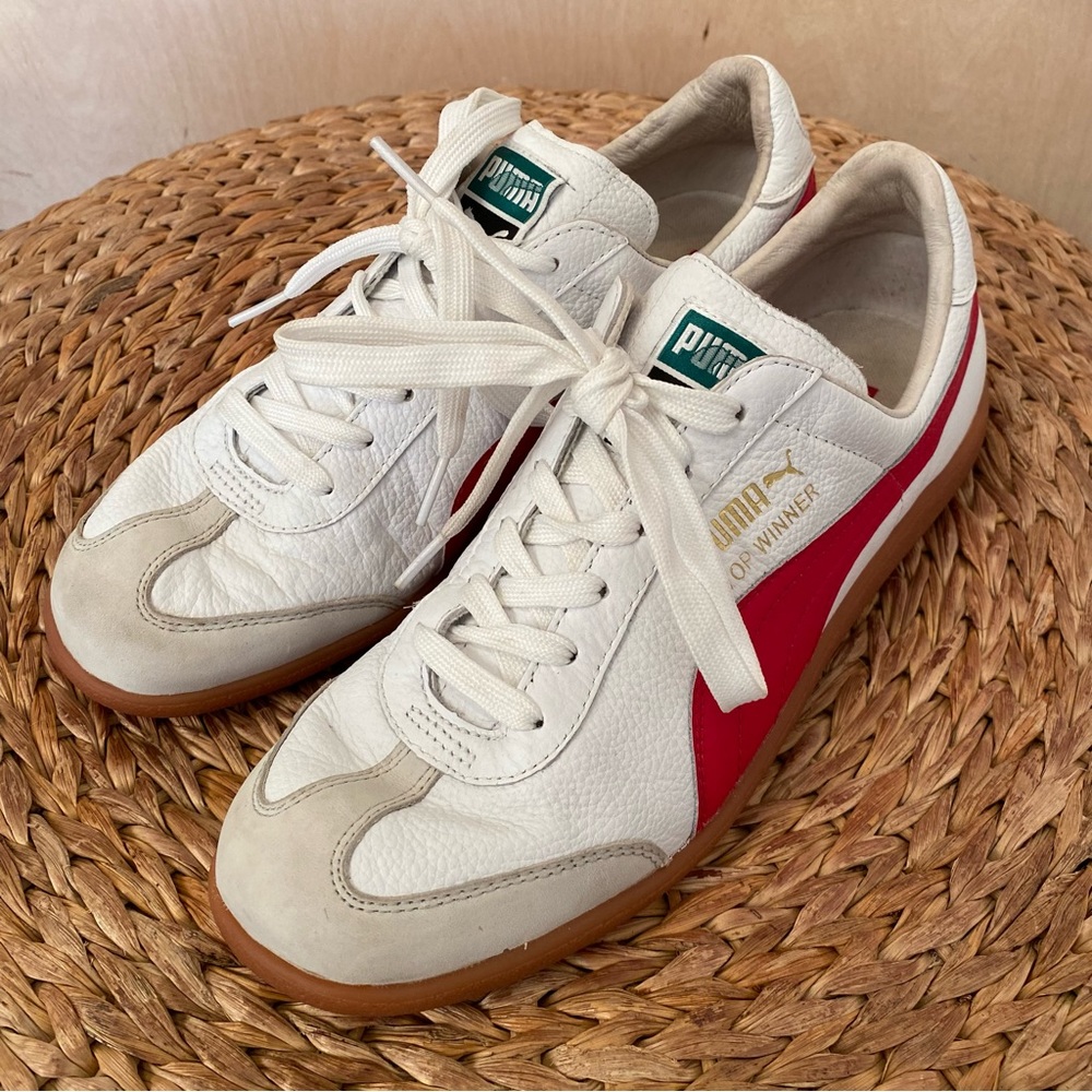 Puma Winner 80s Red and White Suede Leather Shoes Men’s size 9 Lace-up